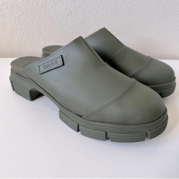 GANNI Recycled Rubber City Mule in Kalamata Green Sz. EU 43 / US 13 - Picture 4 of 13